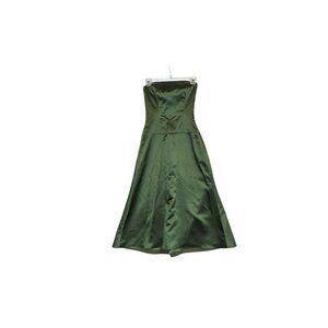 Jim Hjelm Occasions Green Satin Strapless Dress Size 6 Formal Gown Midi